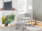 Arturo Floor Lamp - Walnut Wood, Satin Nickel, White Fabric