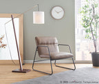 Arturo Floor Lamp - Walnut Wood, Satin Nickel, White Fabric