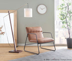 Arturo Floor Lamp - Walnut Wood, Satin Nickel, White Fabric