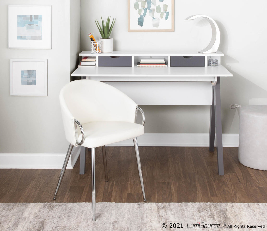 Wishbone Desk - Grey Wood, White Wood
