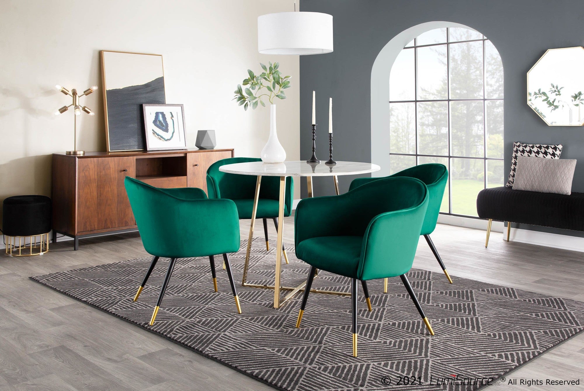 Cosmo Dining Table - Gold Metal, White Marble