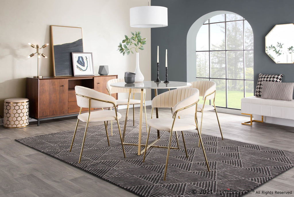 Cosmo Dining Table - Gold Metal, White Marble