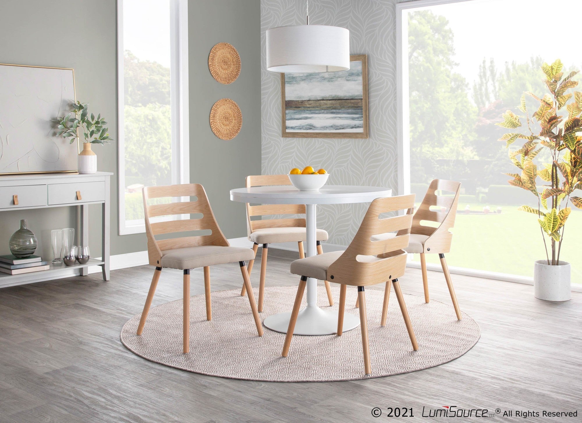 Dakota Dining Table - White Steel, White Wood
