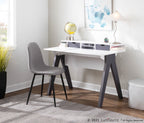 Wishbone Desk - Grey Wood, White Wood