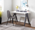 Wishbone Desk - Grey Wood, White Wood