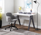Wishbone Desk - Grey Wood, White Wood