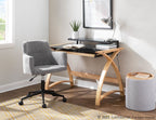 Tray Nesting Ottoman Set - Grey Fabric, Natural Wood
