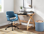Tray Nesting Ottoman Set - Blue Fabric, Natural Wood