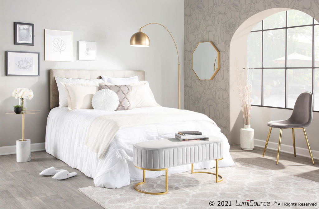 March Floor Lamp - White Marble, Antique Brass Metal