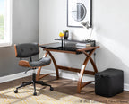 Lombardi Office Chair - Black Metal, Walnut Wood, Grey PU