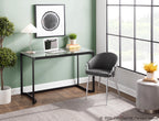 Masters Office Desk - Black Steel, Clear Glass