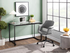 Masters Office Desk - Black Steel, Clear Glass