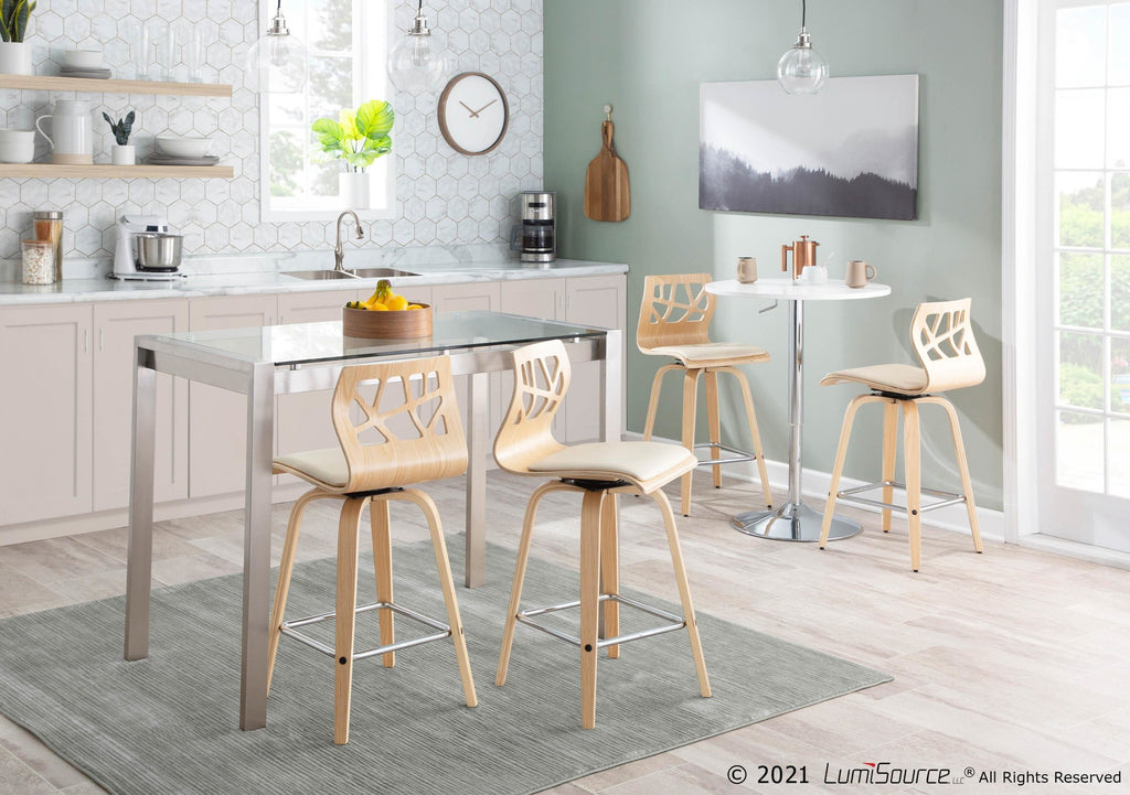 Adjustable Bar Table - Chrome, White Wood