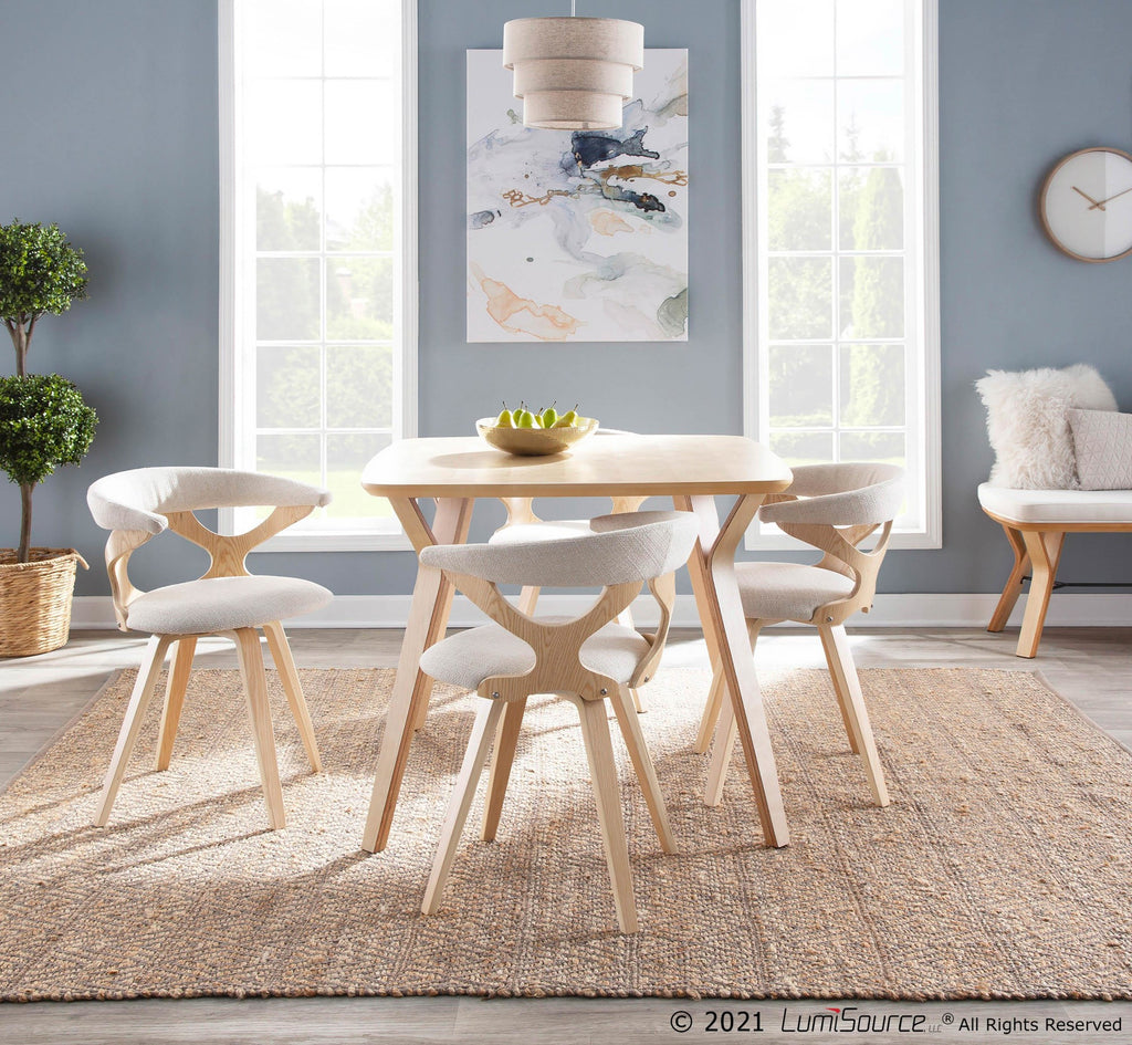 Folia Bench - Natural Wood, Cream Fabric