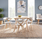 Folia Bench - Natural Wood, Cream Fabric