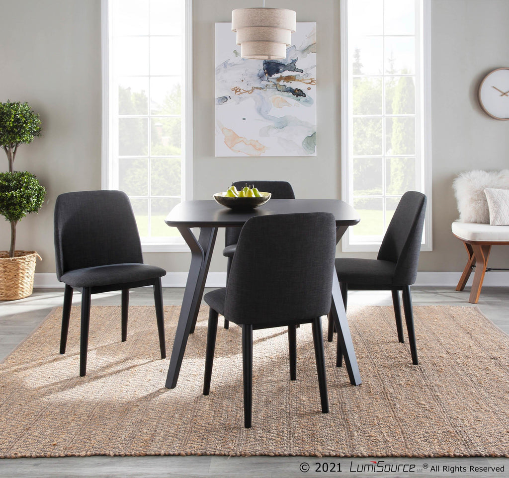 Tintori Dining Chair - Set of 2 - Black Wood, Charcoal Fabric