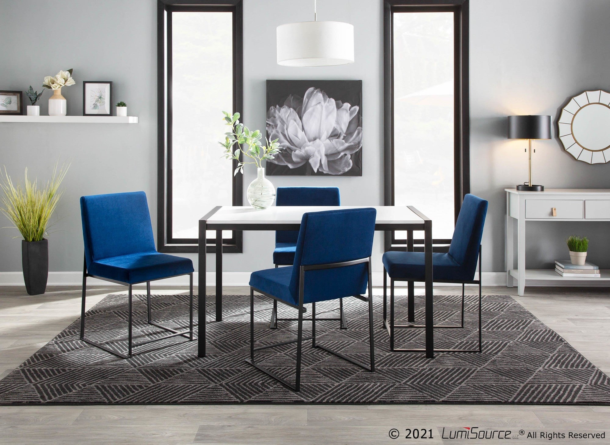 Fuji Dinette Table - Black Metal, White Wood