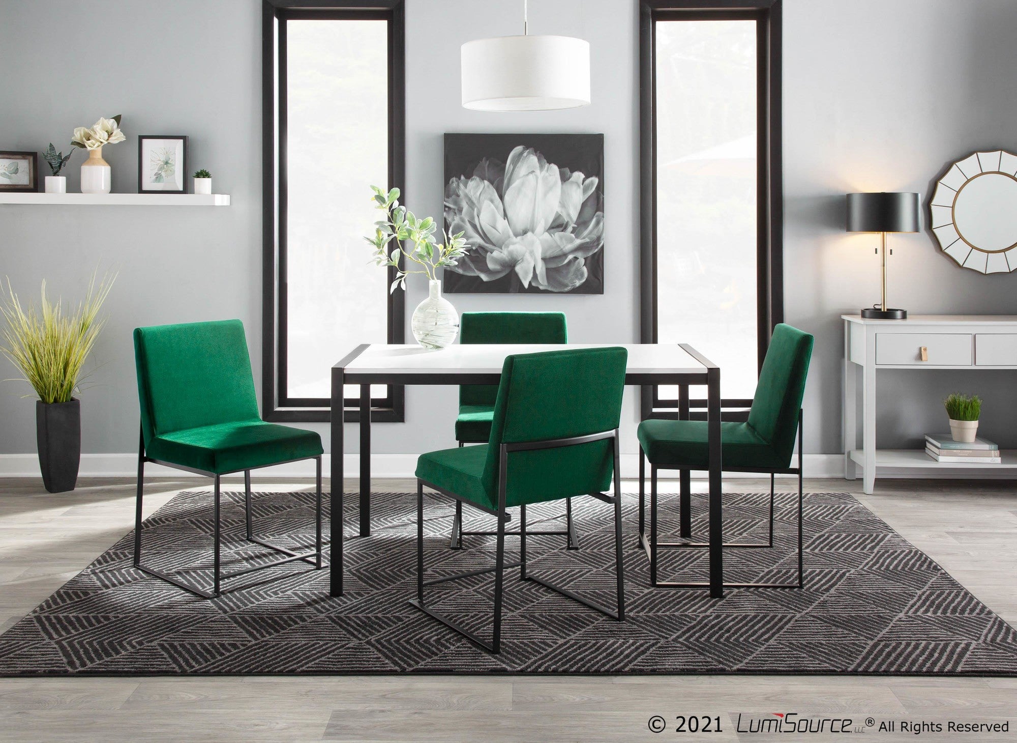 Fuji Dinette Table - Black Metal, White Wood