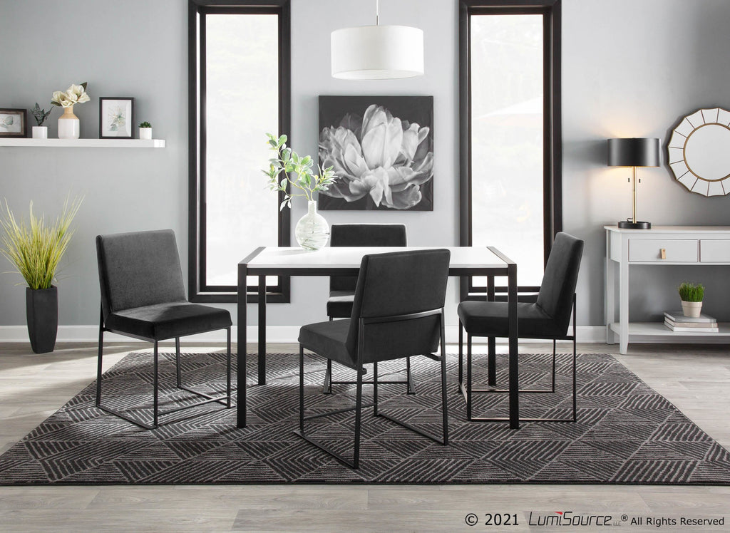 Fuji Dinette Table - Black Metal, White Wood