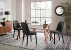 Tintori Dining Chair - Set of 2 - Black Wood, Charcoal Fabric