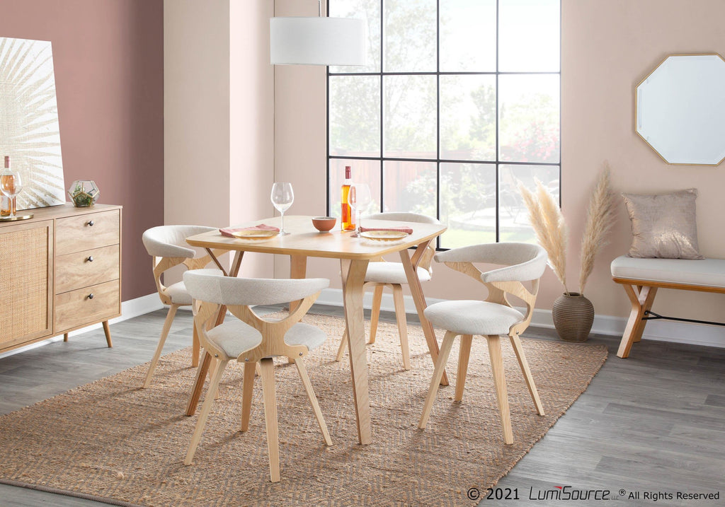 Folia Bench - Natural Wood, Cream Fabric