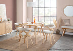 Folia Bench - Natural Wood, Cream Fabric