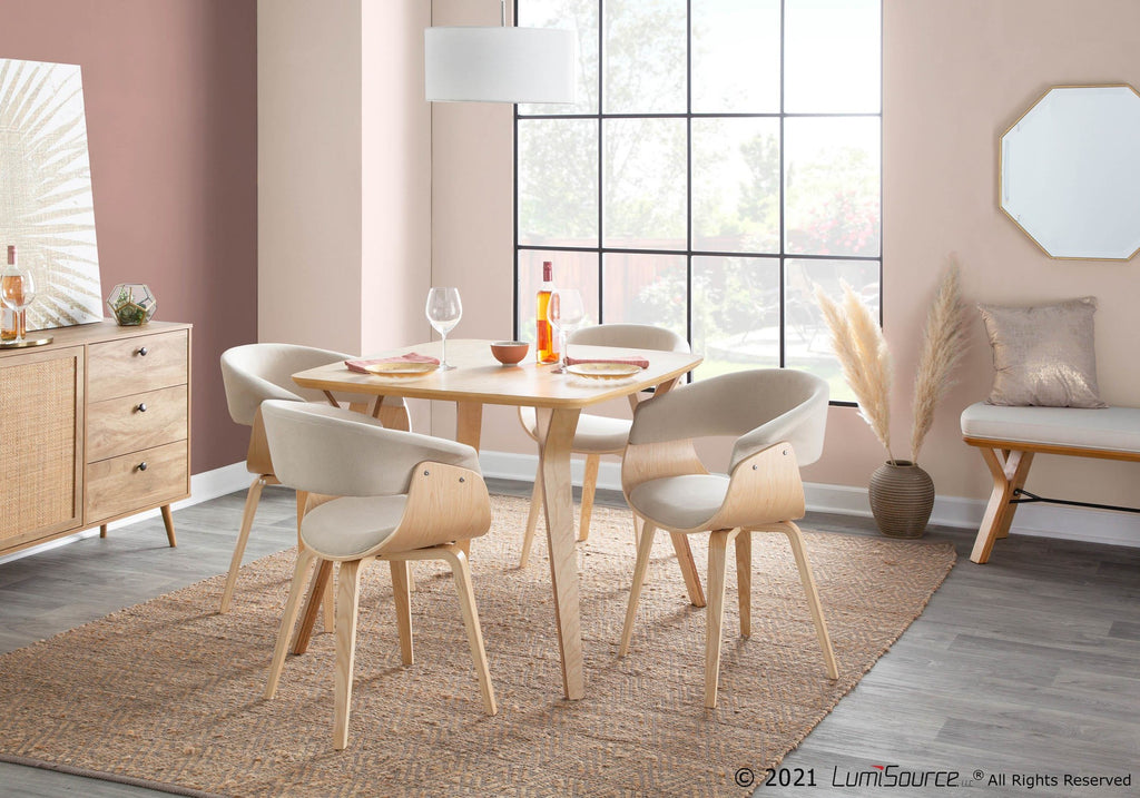 Folia Bench - Natural Wood, Cream Fabric
