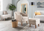 Storage Bench - Natural Wood, Beige Fabric