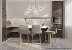 Marcel 25" Fixed-Height Counter Stool - Set of 2 - Gold Metal, Silver Velvet