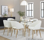 Renee Upholstered Chair - Set of 2 - Gold Metal, White PU