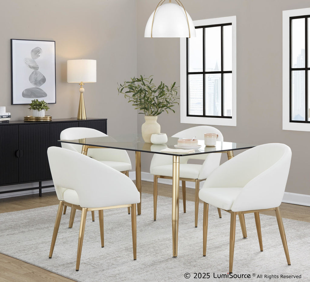 Clara Dining Table - Gold Metal, Clear Glass