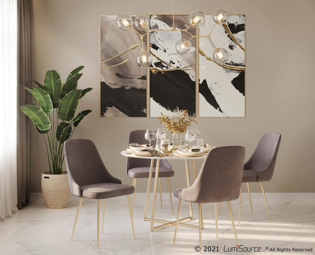 Marcel Dining Chair - Set of 2 - Gold Metal, Silver Velvet