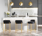 Chloe 26" Fixed-Height Counter Stool - Set of 2 - Gold Metal, Black Velvet