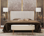 Chloe Storage Bench - Gold Metal, Cream Velvet