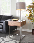 Roman End Table - Stainless Steel, Walnut