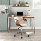 Curvo Office Chair - Chrome, Walnut Wood, Cream Fabric