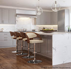 Pino Adjustable Barstool - Chrome, Walnut Wood, Cream PU