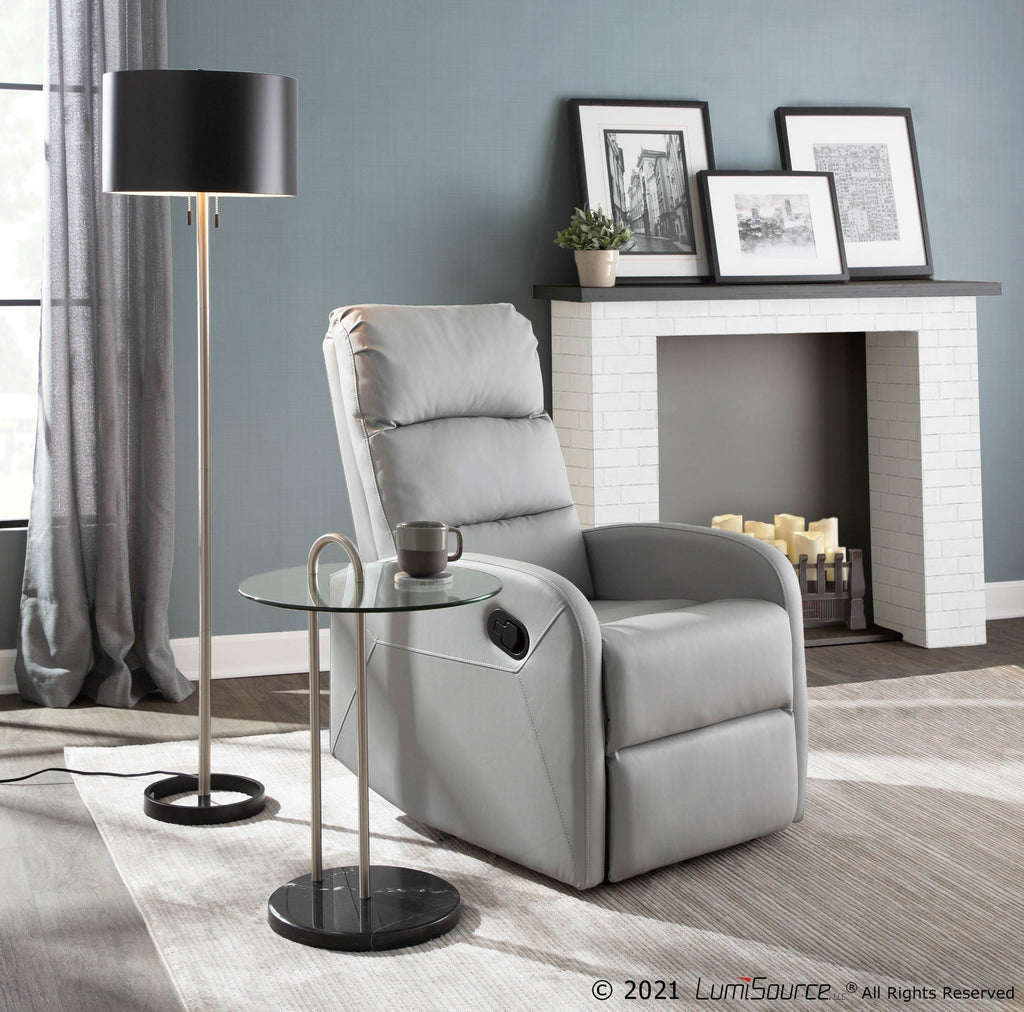 Dormi Recliner Chair - Light Grey/taupe PU