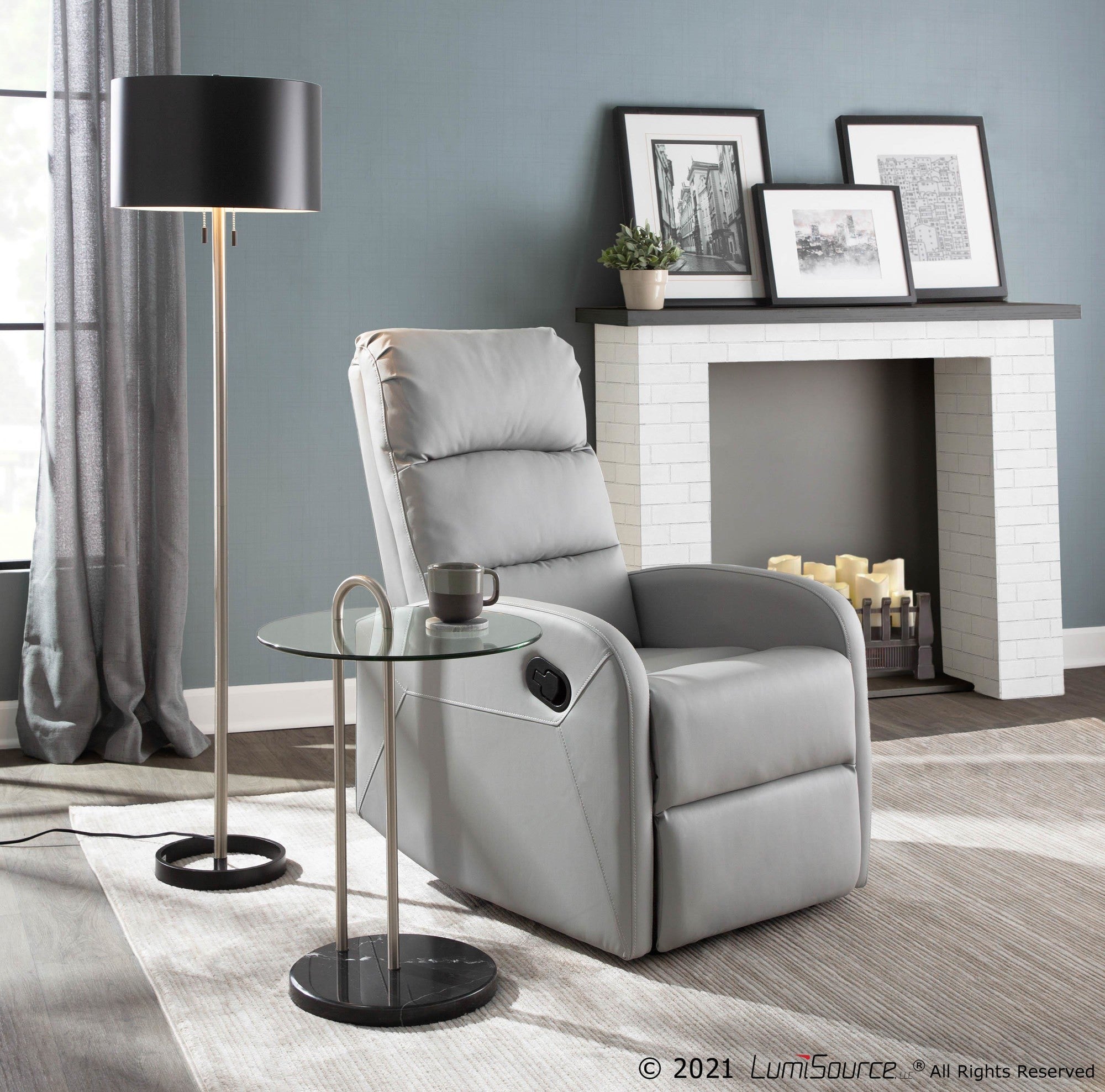 Dormi Recliner Chair - Light Grey/taupe PU