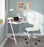 2-tier Office Desk - White Steel, White MDF