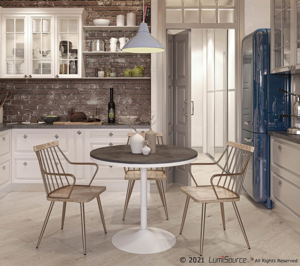 Preston Chair - Antique Copper Metal, Whitewashed Wood