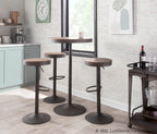 Dakota Adjustable Barstool - Set of 2 - Antique Metal, Brown Bamboo