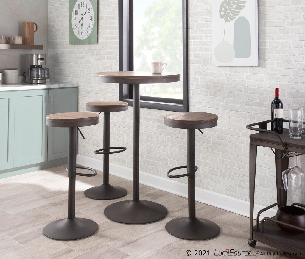 Dakota Bar Table - Antique Metal, Brown Bamboo