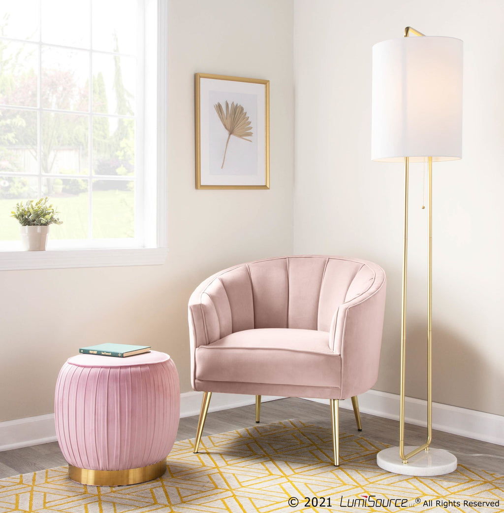 Tania Accent Chair - Gold Metal, Blush Velvet