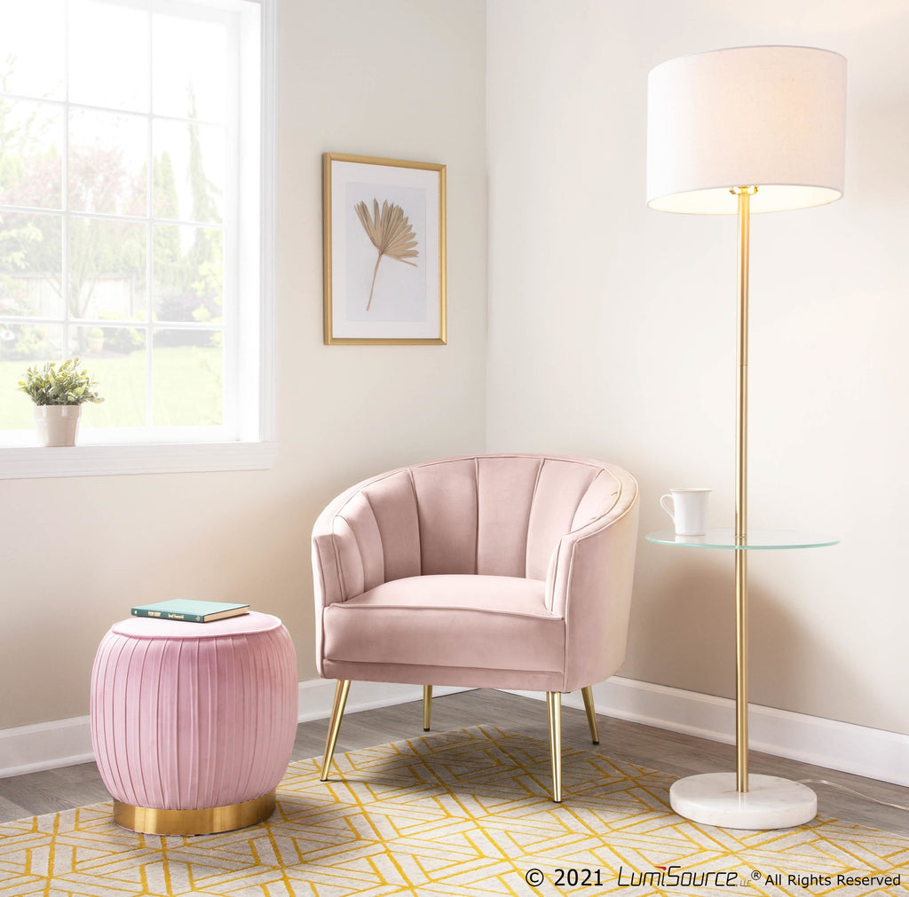 Tania Accent Chair - Gold Metal, Blush Velvet