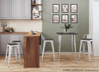 Oregon 30" Fixed-Height Barstool - Set of 2 - Vintage White Metal, Espresso Bamboo