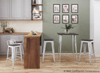 Oregon 30" Fixed-Height Barstool - Set of 2 - Vintage White Metal, Espresso Bamboo