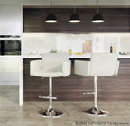 Stout Adjustable Barstool - Chrome, White PU