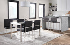 Fuji Dinette Table - Brushed Stainless Steel, Clear Glass