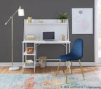 Geo Shelf Desk - White Steel, White MDF